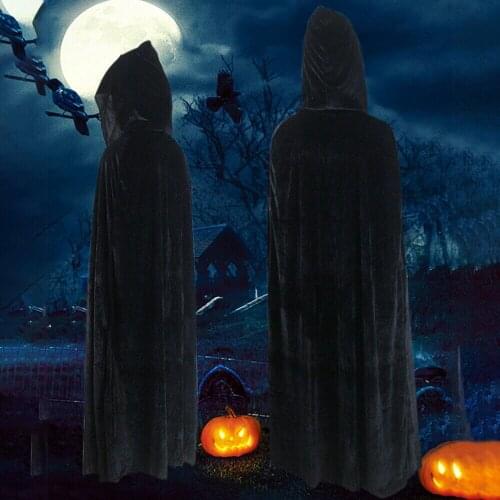 Hot Women Men Death Cloak Adults Velvet Cloaks Velvet Hooded Vampire Cape Cloak Halloween Fancy unisex 5 Colors Costume