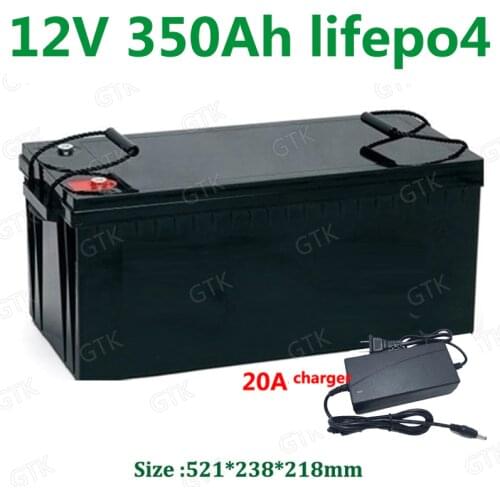 GTK Waterproof 12V 350AH Lifepo4 lithium battery 100A BMS 4S 12.8V for inverter Solar energy caravan UPS EV boat +20A Charger