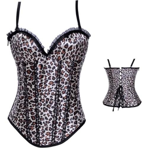 Corsets Bustiers Women Lace Floral Brocade Corset with Straps Girls Sexy Corselet Overbust Lingerie Top 2898 M