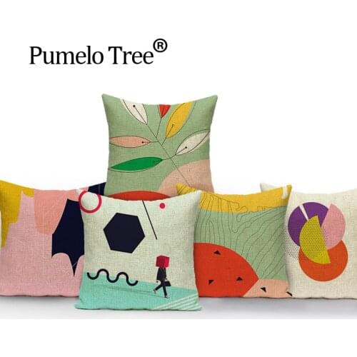 Square Cartoon cushion cover colorful cushions home decor Custom pillow cover linen cute outdoor cushions throw pillows