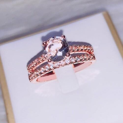 Fashion Rose Gold Inlaid Zircon Ring Wild Simple Ladies To Send Friends Birthday Gift