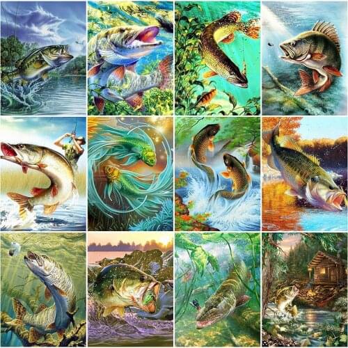 MomoArt 5D Diamond Painting Fish Animal Cross Stitch Kits Diamond Embroidery Crafts Mosaic Full Drill Square Home Decoration