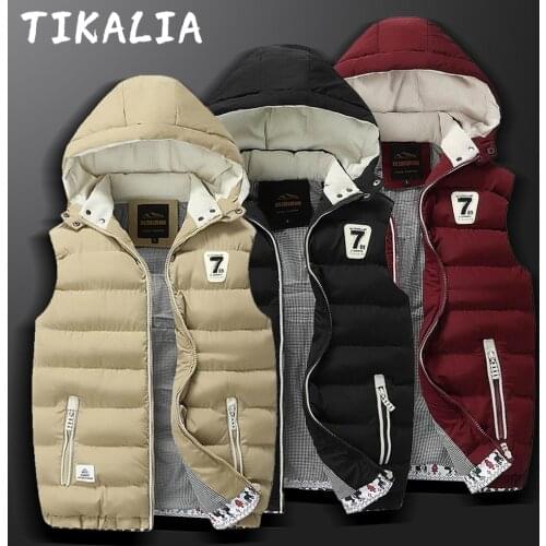 Men Vest Jacket Sleeveless Puffer Jacket Autumn Winter Thicken Vest Coat Outwear Cotton Padded Waistcoat Bubble Jacket Hooded