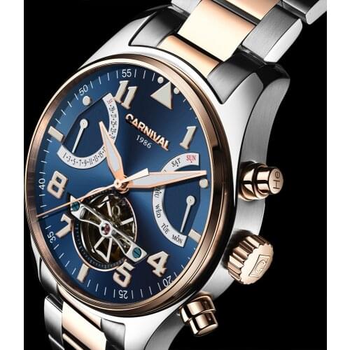 Luxury Carnival tourbillon watch men Sapphire Stainless Steel Automatic machine Waterproof watch relogio masculino