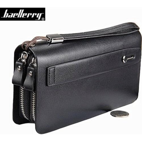 Double Zipper Men Wallets Leather Business Male Clutch Bag Long Purses With Phone Coin Pocket Carteira High quality Women Wallet