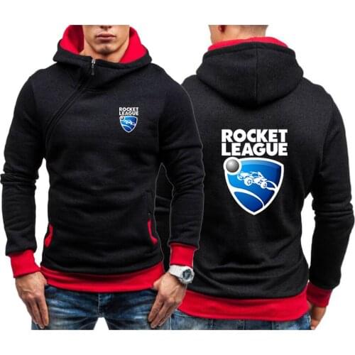 2021 Spring Autumn Rocket League Printing New Casual Solid Mens Diagonal Zipper Long Sleeve Pullover Sweatshirt Hooded Sweat