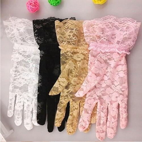 New Elegant Style Sun Protection Lace Hollow-Out Gloves Delicate Lace Jacquard Pattern Lace Gloves Accessories
