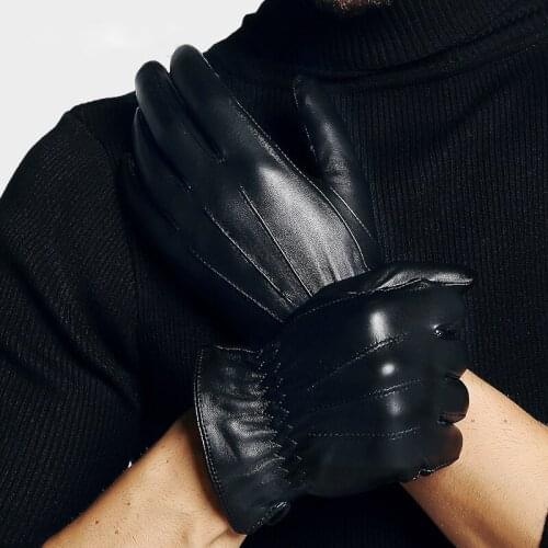 Genuien Leather Gloves Male Spring Autumn Fashion Thin Sheepskin Gloves Man Classic Black Driving Leather Gloves TU0912A