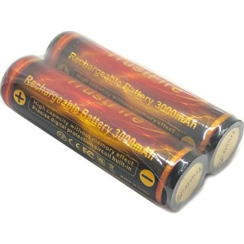 2pcs/lot Trustfire High Capacity 18650 3.7V 3000mAh Lithium Battery Rechargeable Batteries with Protected PCB For Flashlights