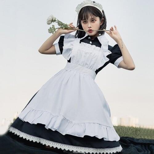 Cosplay Dress Anime Clothes Maid Uniform Lolita Dress Soft Girl Clothes Cafe Black and White Maid Costume Large Size 2XL