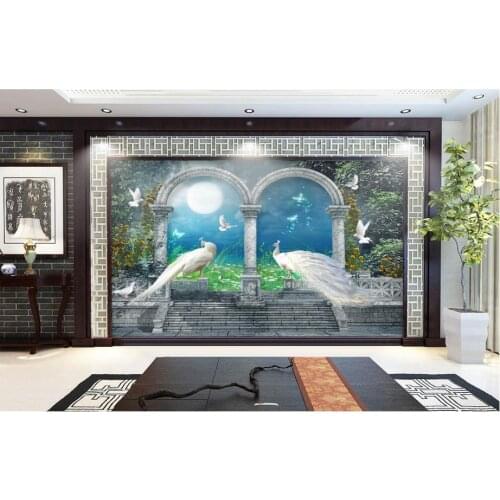 Custom 3d wallpaper for walls 3 d wall murals wallpaper Noble peacock riches and honour bird flowers and background wall decor