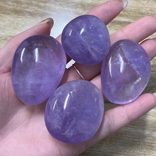 1PC Natural Dream Amethyst Palm Stone Gemstone Irregular Smooth Polished Pebble Reiki Healing Chakra Stone Home Decoration