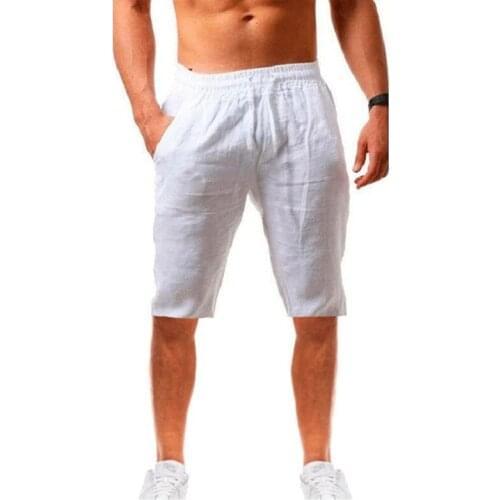 KB 2021 New Mens Cotton Linen Shorts Pants Male Summer Breathable Solid Color Linen Trousers Fitness Streetwear S-3XL