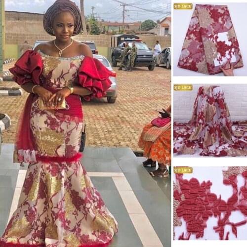 SJD LACE Newest French Lace Fabric Heavy Embroidery African Mesh Lace Fabric New Design Organza Laces For Wedding Party SewA2078