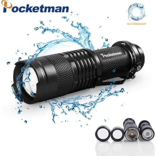 4000LM Mini LED Flashlight Q5 T6 LED Torch Adjustable Focus Zoom Flash Light Lamp use 14500 and 18650 battery Give gift