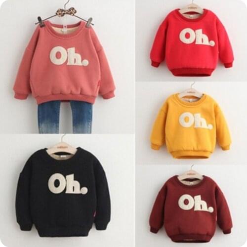 Winter Sweatshirt for Boy Children Clothing Oh Letter Print Sweater Baby Girl Tracksuit Tops Plus Velvet Pullover Winter Clothes