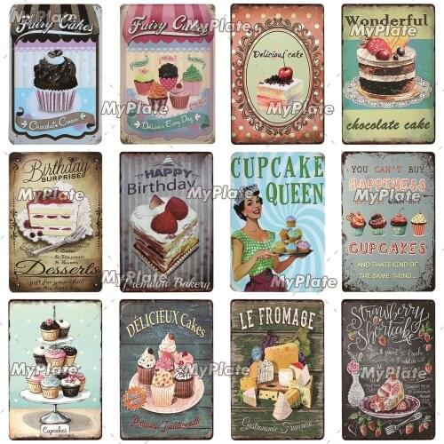 Cake Vintage Metal Sign Tin Sign Vintage Food Cafe Decoration Plaque Home Wall Decor Bar Sign Home Decor Poster Drop Shipping