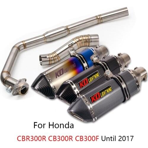 For Honda CBR300R CB300R CB300F Exhaust System Motorcycle Header Mid Link Tube Slip On 51mm Muffler Removable DB Killer Escape