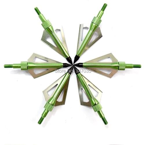 Green color 12 pieces 100 Grain bow arrow point tip arrowhead for hunting archery target outdoor sports