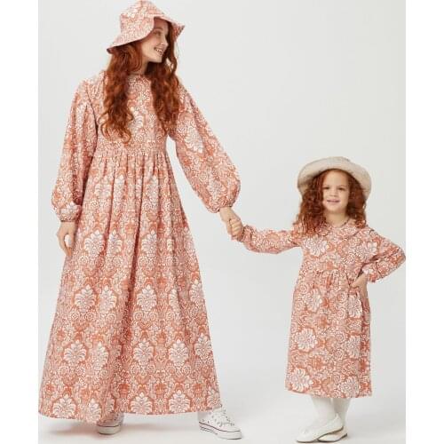 2021 Summer Fashion Women Outfits Mother Baby Girl Dress Black Orange Yellow Matching