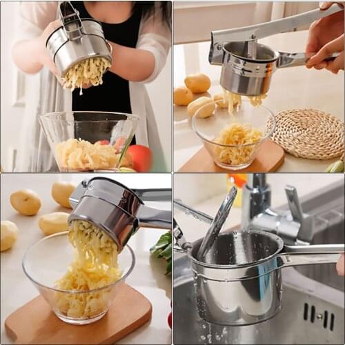 3 In 1 Stainless Steel Potato Ricer Masher Puree Fruit Vegetable Press Maker Kitchen Cooking Tools Silicone Grip Handle