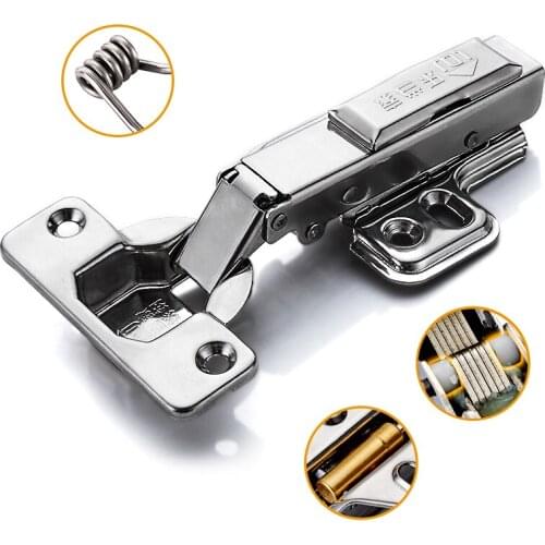 4pcs Hinge Stainless steel Cabinet Hinges Kitchen Cabinets Door Damping hydraulic Buffer Fixed Type Furniture Hardware Hinge set