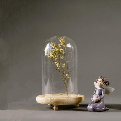 7*12cm Small Size Three-leg Log Base Glass Dome Home Wedding Decoration Diameter=7cm Height=12cm Glass Cover Friend Gift