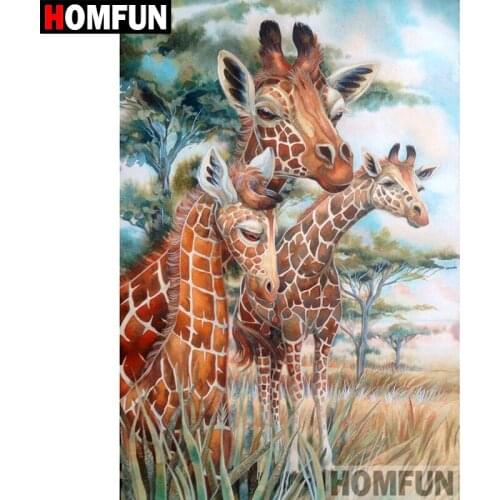 HOMFUN Full Square/Round Drill 5D DIY Diamond Painting "Animal giraffe" Embroidery Cross Stitch 5D Home Decor Gift A07671