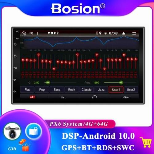 2 Din PX6 Autoradio Android 10.0 Car Multimedia Player Stereo Audio BT DSP DAB Head Unit PC Free Camera 4GB+64GB