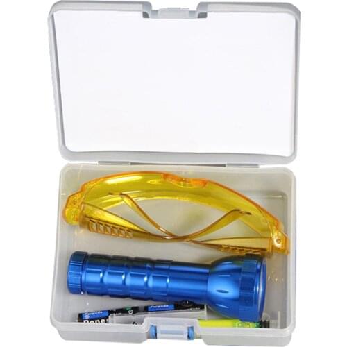 Car R134A R12 Air Conditioning A/C System Leak Test Detector Kit LED UV Protective Glasses UV Dye Tool Set Repair Tool
