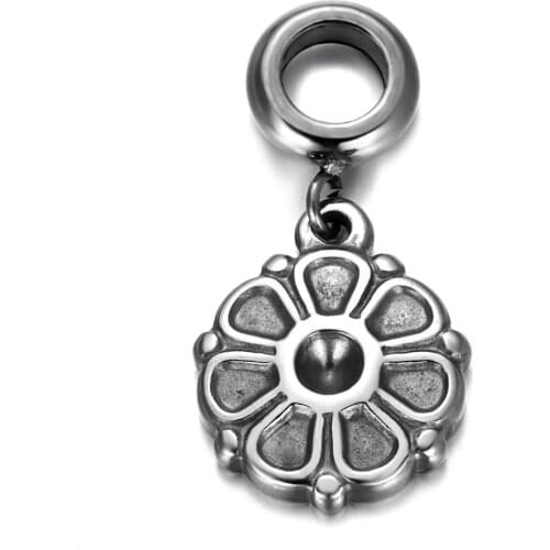 316L Stainless Steel Spacer Bail Beads with Flower Charms 5mm Hole Polished Metal Charm Accessories DIY Bracelet Jewelry Making