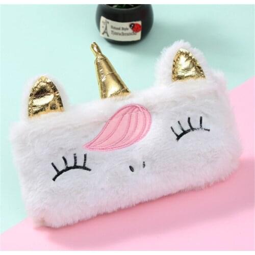 Pencil Cases Plush School Supplies Estojo Escolar Cute Unicorn Bag Estuche Case Kawaii Stationery Trousse Astuccio Scolaire Etui