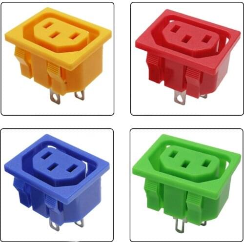 IEC 320 C13 Female 3pin Panel Mounting AC Inlet Receptacle Rde Yellow Blue Green Black C13 Male Connector
