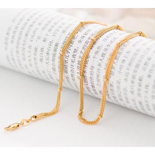 Classic Pop Gold Filled Golden Mesh Necklace Chained Chain Bead Jewelry Man Woman Faded Christmas Gift