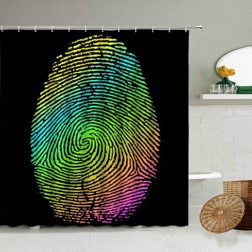 Creative Colorful Fingerprint Texture Pattern Shower Curtain Family Bathroom Bathtub Blackout Waterproof Polyester Cloth Screen