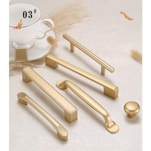 European Style Matte Gold Cabinet Handles Solid Aluminum Alloy Kitchen Cupboard Pulls Drawer Knobs Furniture Handle Hardware