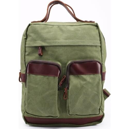 New Mens Womens Canvas Leather Real Cow Multi-Function Vintage Travel Backpack School Bag Computer Portable Carry Case