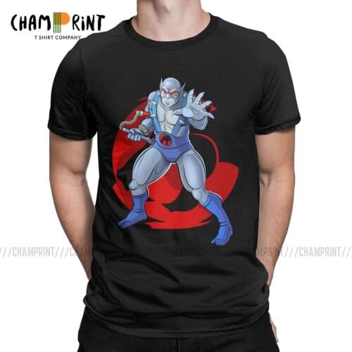 Mens T-Shirt Panthro Amazing Pure Cotton Tees Short Sleeve Thundercats 80s Retro Cartoon T Shirts Crew Neck Tops Graphic