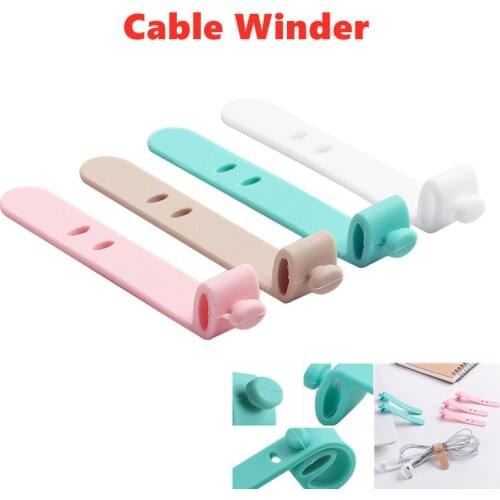 NEW 4Pcs Silicone Charger Line Cable Winder Headphone Hook Loop Wire Tidy Cord Strap Organizer For Earphone Wire Data Cable