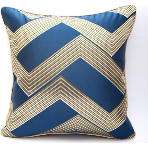 New Chinese style modern simple square cushion cover Blue Geometric Pattern Throw Pillow Case Home Office Coffee Shop Seat Decor