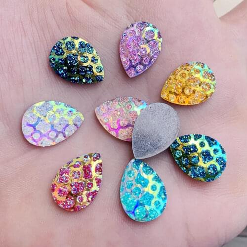Wholesale DIY 200Pcs/lot 13*18mm Water drop Resin Gems Stone For Bead Work Flat Back No Sew On Rhinestones -B32