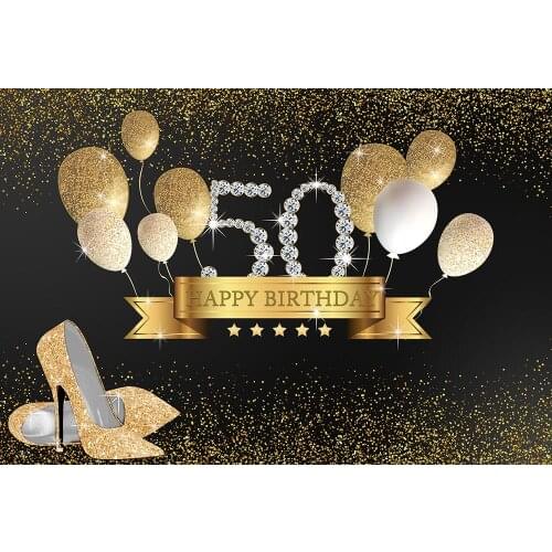 Photography Background Personal 40th 50th 30th Adult Birthday Golden Ballon High Heel Celebrate Photo Backdrop Studio Photocall