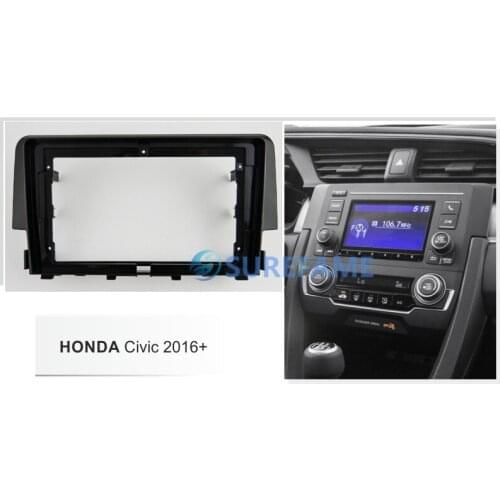 9 inch Car Fascia Radio Panel for Honda Civic 2016+ Dash Kit Install Facia Console Frame Adapter 9inch Trim Bezel Plate Cover
