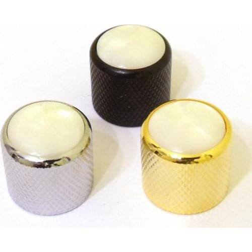 4Pcs Barrel Domed Knurled Guitar Control Knob Pearl Inlay For Tone Or Volume Knobs For Electric Guitar Bass Guitar Parts