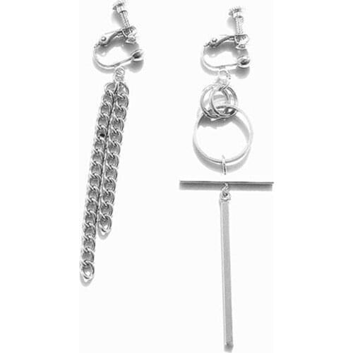 V Earrings DNA Korean Earrings Long Men Bangtan Boys V DNA No Ear Hole Clip Earrings For Women Men Kpop