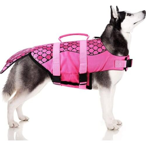 Pet Flotation Life Vest Dog Life Jackets Angle Wing Vest With Handle Reflective Outdoor Mermaid Pet Dogs Swim Supplies