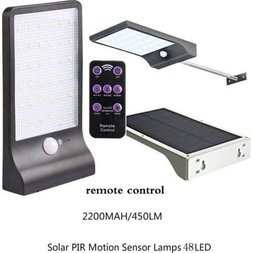 LED Solar Light 48 Led PIR Motion Sensor Powered Street Lamps Garden Outdoor Ligting Waterproof Wall IP65 Remote control