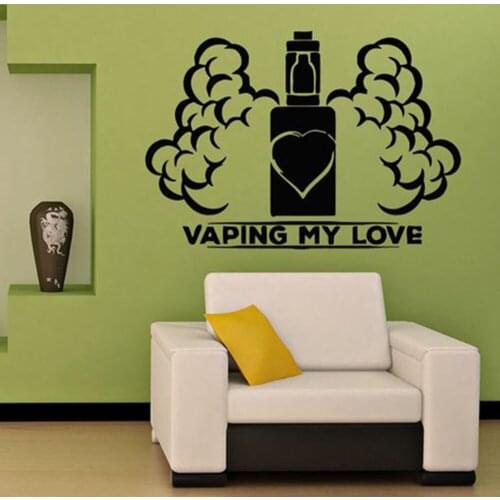 Vape Store Wall Decal Quotes Art Wall Sticker Wall Windows Decoration Doors Decors Vaping My Love Smog Pattern Removable B275