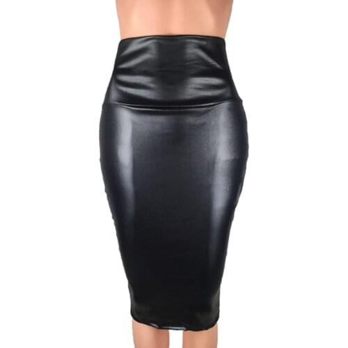 2020 Women Skirt Women PU Leather Skirt Autumn Winter Bodycon Femininas Multi Colors Pencil Midi Skirt