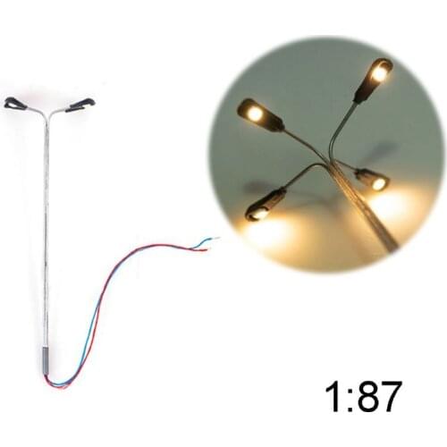 1:87/1:100 Scale Model 4 LED Luminous Street Lamp Lamppost Landscape Light DIY Train Model Decoration Sand Table Model